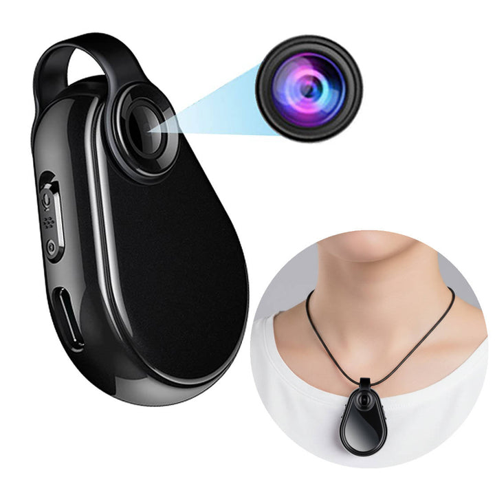 Discreet necklace with a hidden spy camera & mini video/audio recorder, perfect for personal safety.