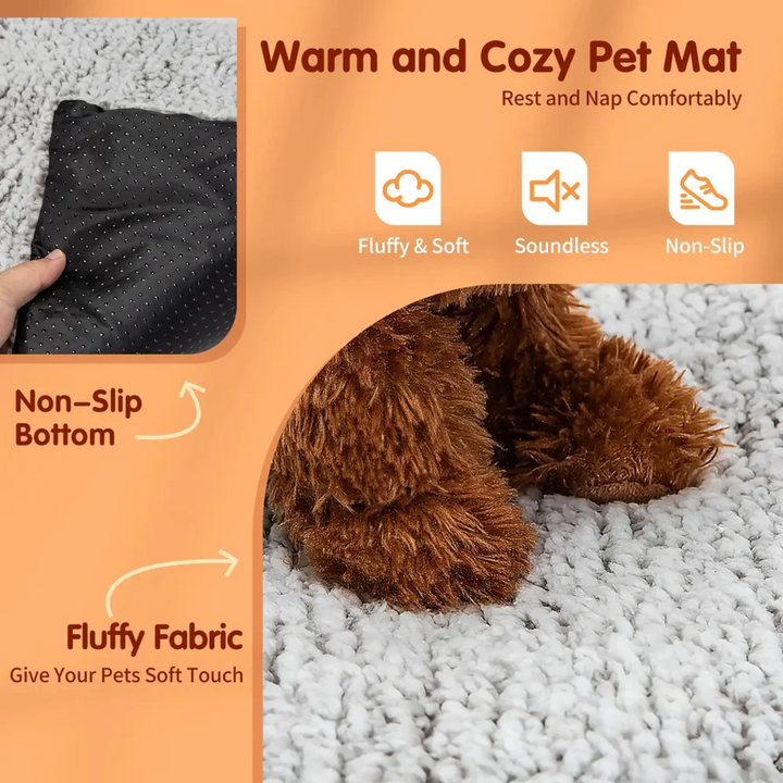 Plush self-warming pet bed mat for cats & dogs. Non-electric heating pad ensures cozy comfort.