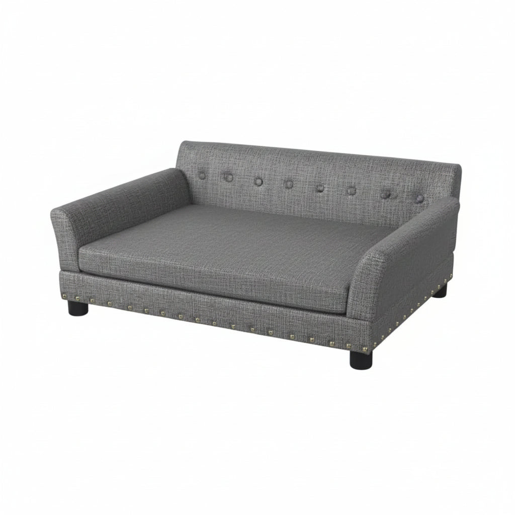 Durable, stylish elevated leather dog bed for superior pet comfort. A luxury dog lounge with joint support.