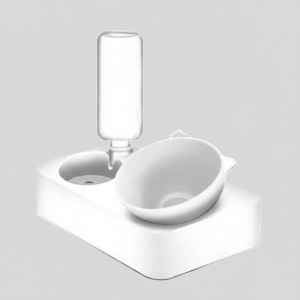 Ergonomic elevated cat bowl & water dispenser for healthy eating, anti-vomiting design. Essential pet supplies.