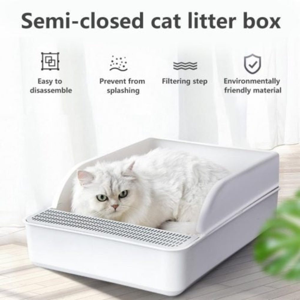 Easy-clean cat litter tray for a no-mess experience. High-sided design, perfect pet accessory for cat hygiene & odor control.