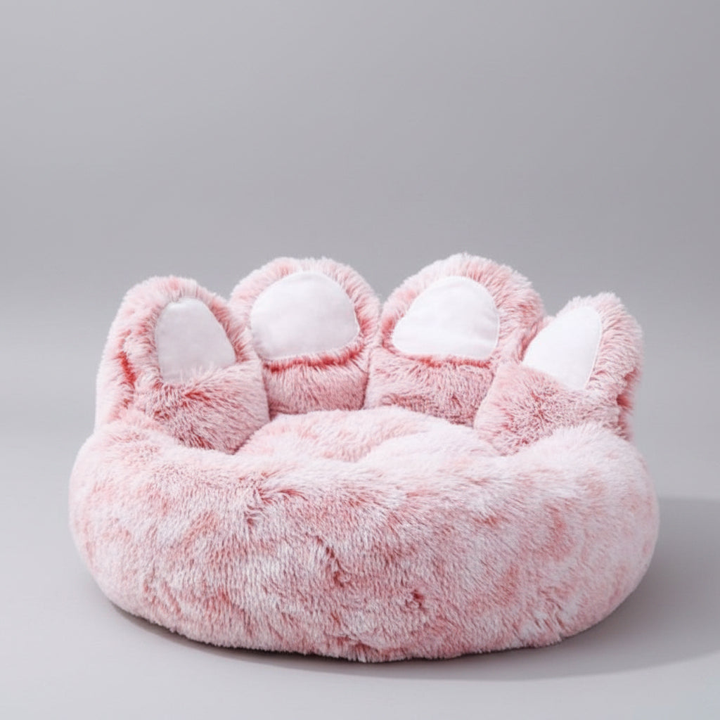 Comfortable dog's calming sofa bed, a soft plush pet accessory with washable cover for anxious dogs.