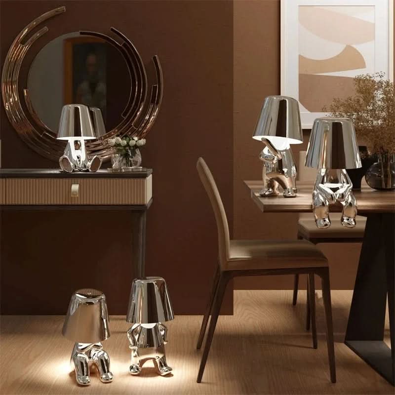 Sleek modern dimmable desk lamp featuring LED lighting, great for task or ambient light.