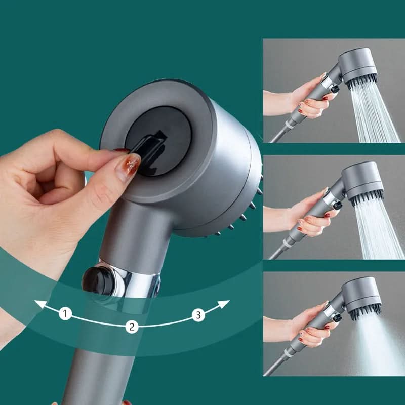 Filtered shower head with easy-to-replace filter cartridge. Ensures clean, chlorine-free water for skin & hair wellness.
