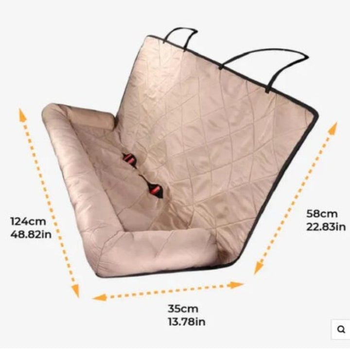 Unisex pet travel car bed, an essential dog accessory. Features easy installation and protects your car seats.
