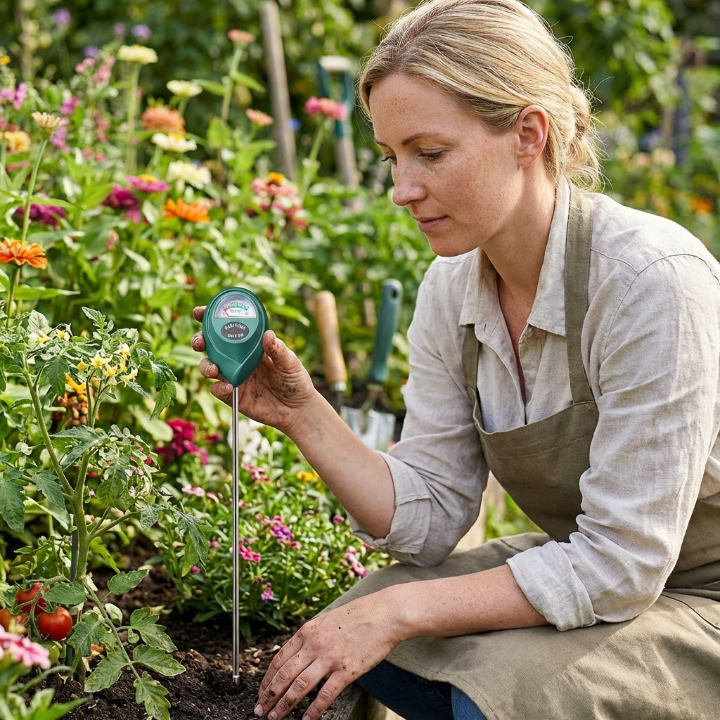Analog soil moisture meter for gardens & houseplants, no battery needed, ensures optimal plant health.