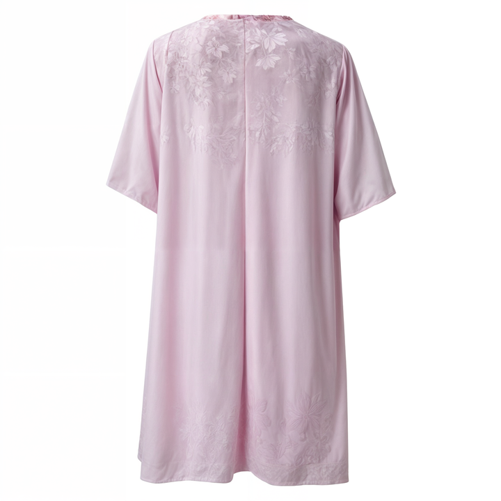 Stylish women's short sleeve floral A-line dress, ideal for elegant casual summer events.