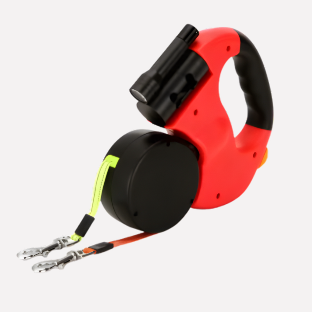 Strong dual dog leash for two dogs, enhancing control & comfort for pet owners. Essential tangle-free walking gear.