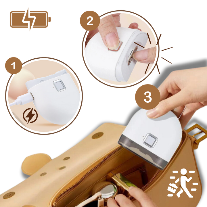 Dual-speed electric nail clipper with LED; white, sleek design for precise, safe, and convenient nail care for all ages.