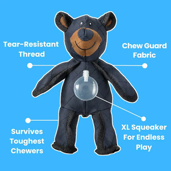 Heavy chewer bear dog toy. This durable, chew-resistant, and interactive toy is perfect for aggressive dogs.