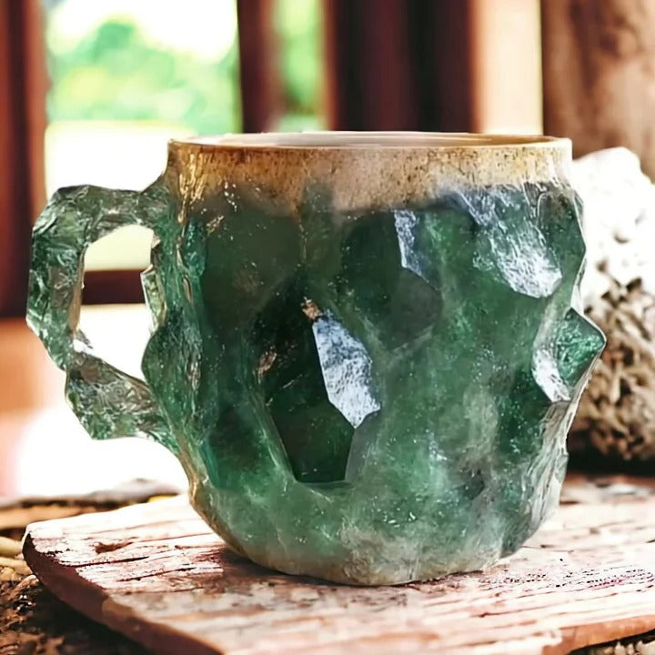 Unique mineral crystal tea mug, elegant design for a stylish coffee or tea experience.