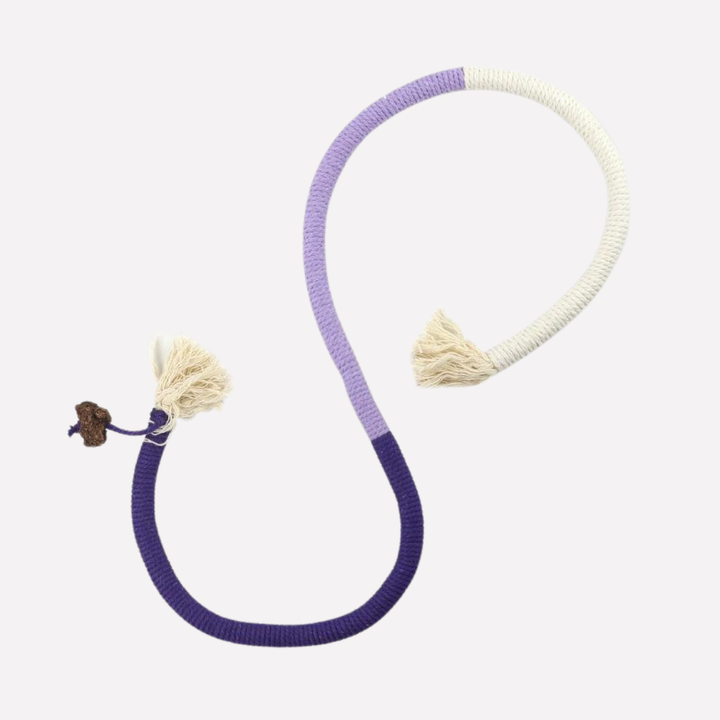 Interactive cat rope toy, perfect for playful felines. Durable woven chew toy provides entertainment & enrichment.