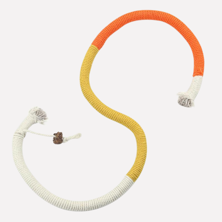 Strong woven rope cat chew toy, ideal for dental health & play. Durable design for kittens & adult cats.