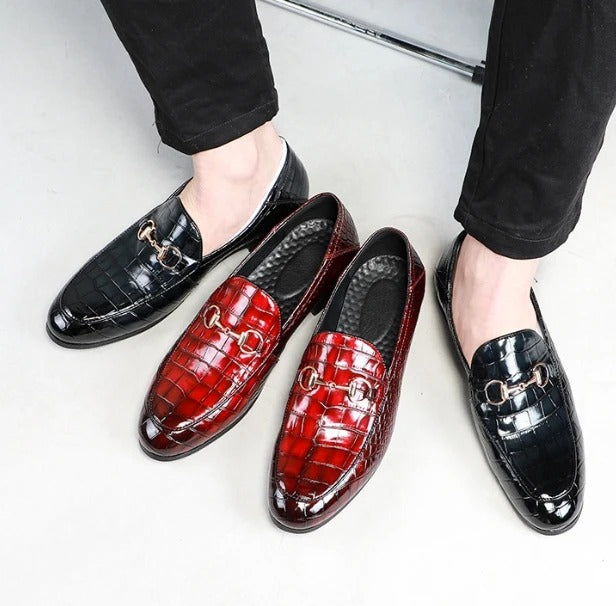 Men's Textured Loafers with Gold Horsebit