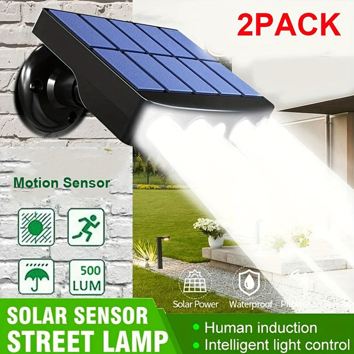 Wide-angle outdoor solar light, motion sensor detecting movement for superior security.