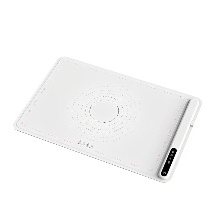 "Electric warming tray with Nano-Belt heating, spacious surface, perfect for multi-dish warming, features heat-resistant desi