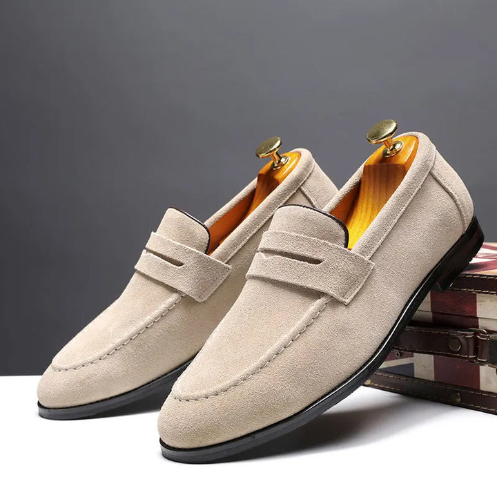 Classic beige slip-on shoes for women, ideal for effortless everyday elegance