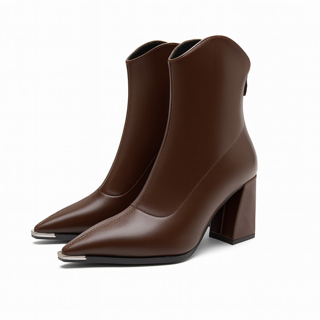 Elegant black pointed toe heel ankle boots for women, perfect for spring fashion and versatile styling.