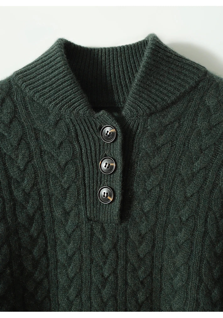 Classic cable knit cashmere blend sweater, a must-have elegant warm top for any woman