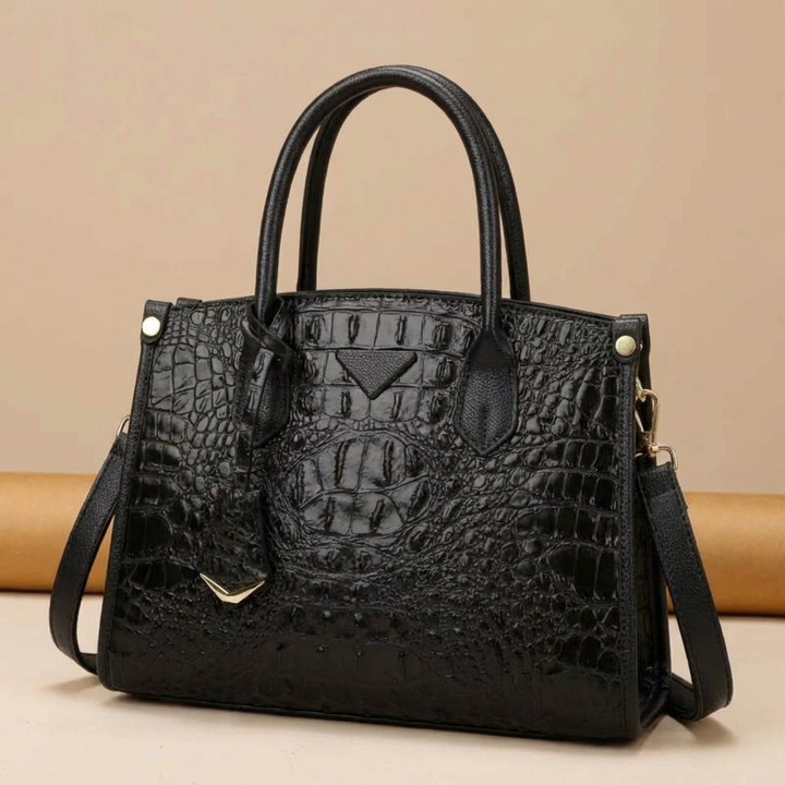 Sophisticated women's tote bag, featuring a premium croc-embossed faux leather finish