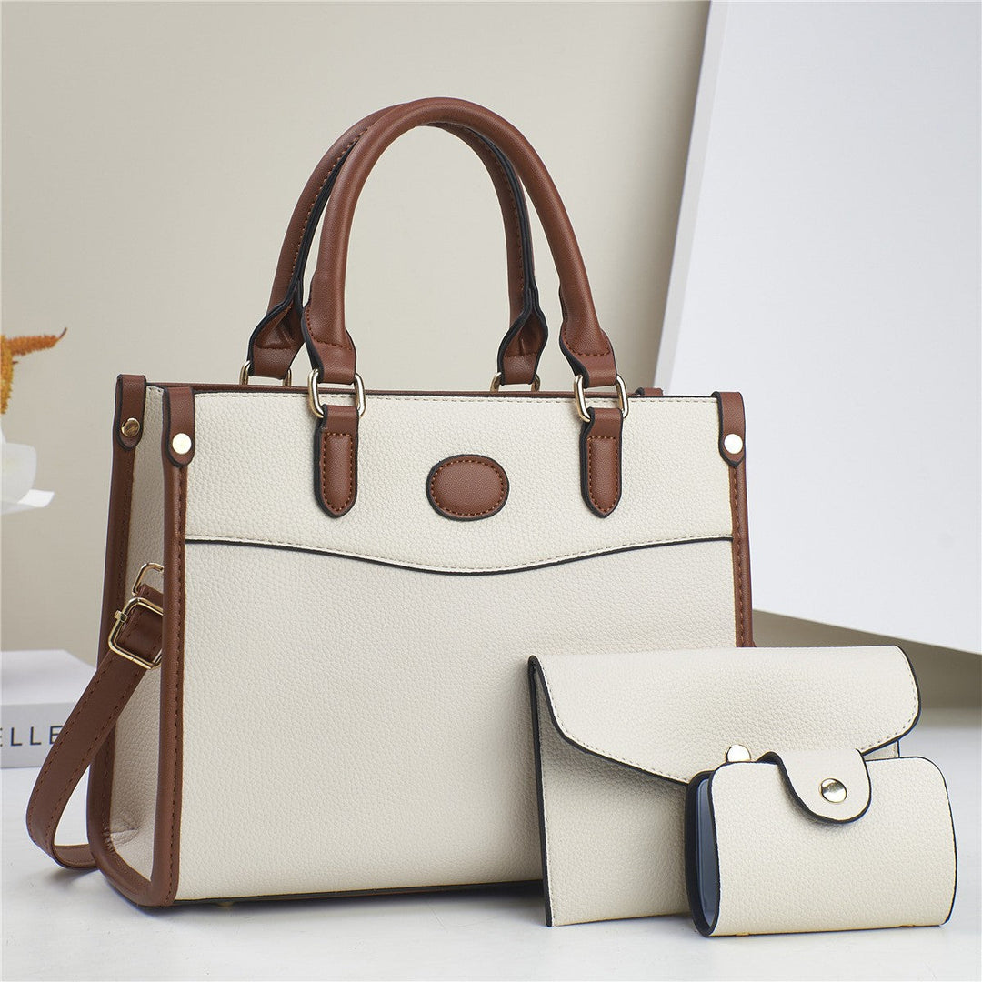 Stylish faux leather shoulder bag, part of a 3-piece set for women, a chic fashion accessory.