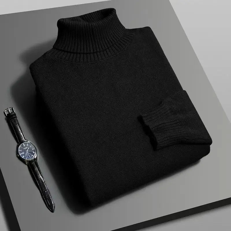 Elegant high-neck knit sweater for women, perfect for winter wear and autumn fashion, soft and breathable fabric.