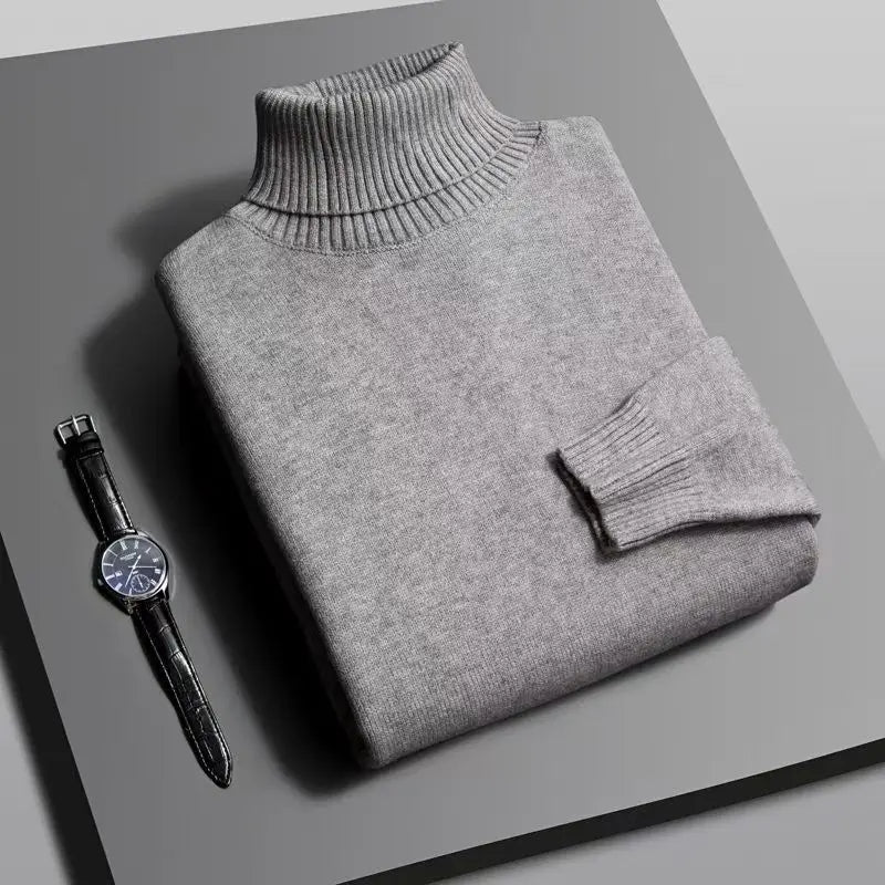 Women's classic style turtleneck knit sweater, an elegant and warm layering piece for chilly weather.