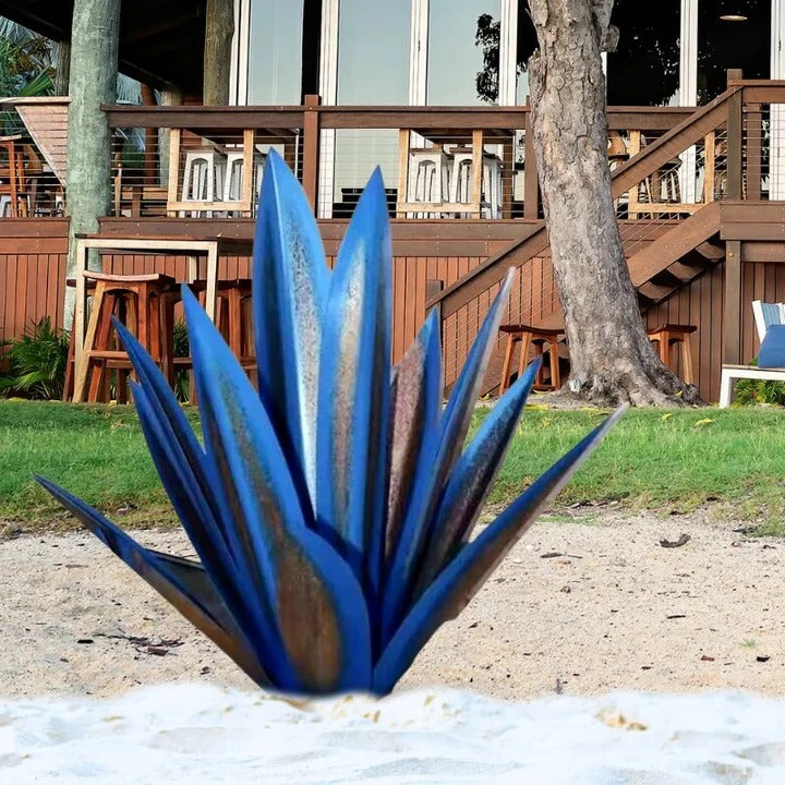 Vibrant metal agave garden decor, brings rustic charm to outdoor & indoor areas.