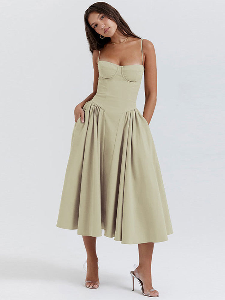 Beautiful pleated hem midi dress. An elegant women's evening dress, perfect for formal parties & events.