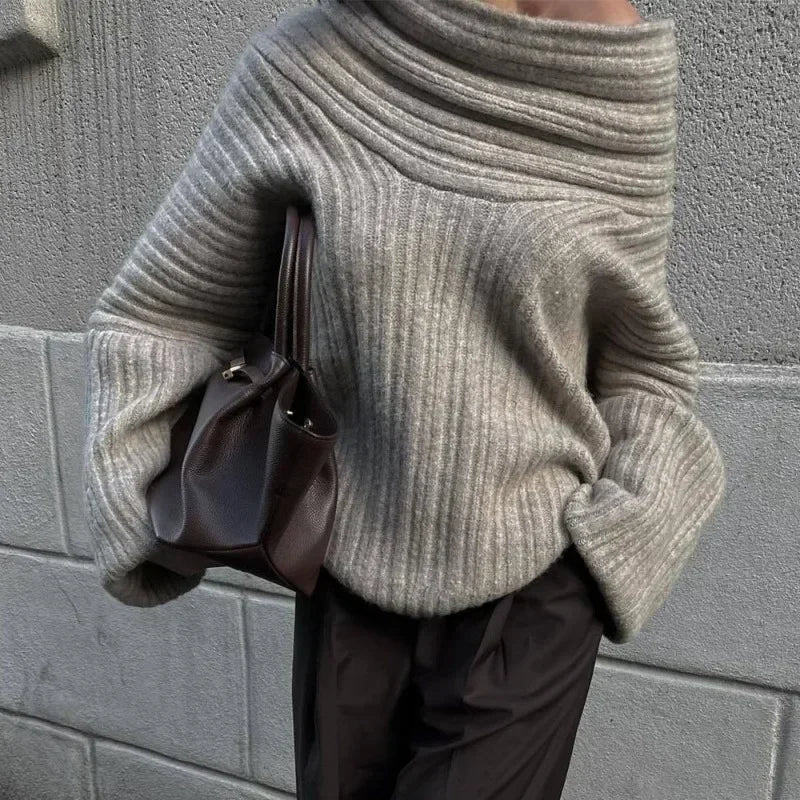 Casual yet elegant women's off-shoulder knit sweater, a must-have versatile top