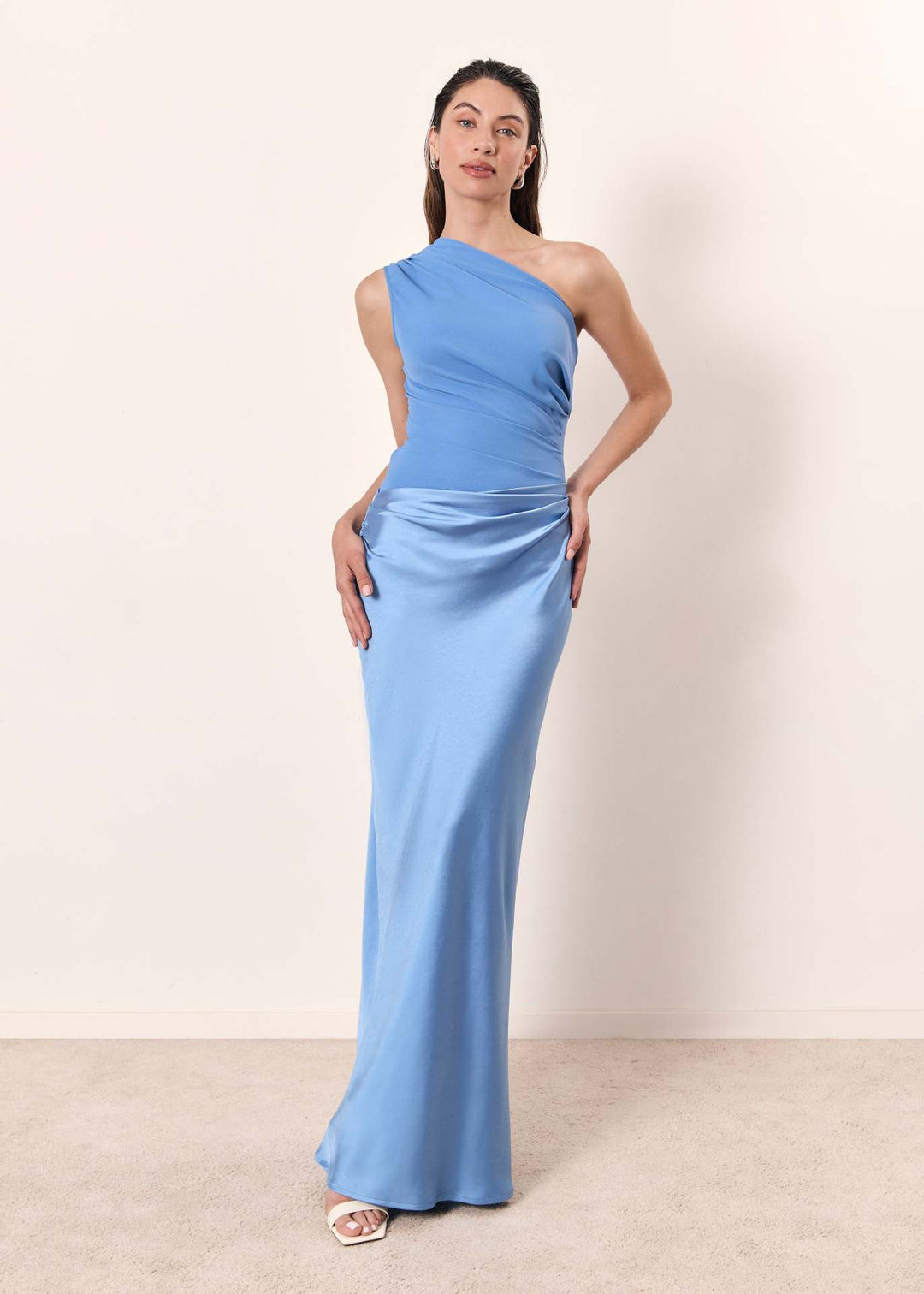 Graceful one-shoulder long dress for women, embodying timeless elegance for formal occasions