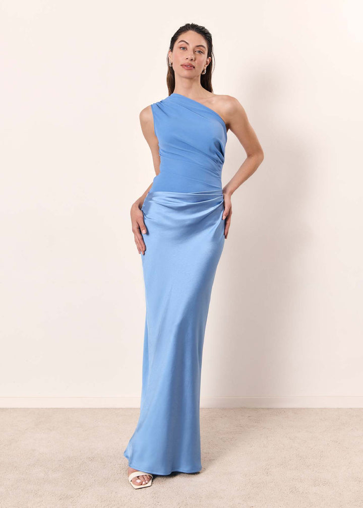 Graceful one-shoulder long dress for women, embodying timeless elegance for formal occasions
