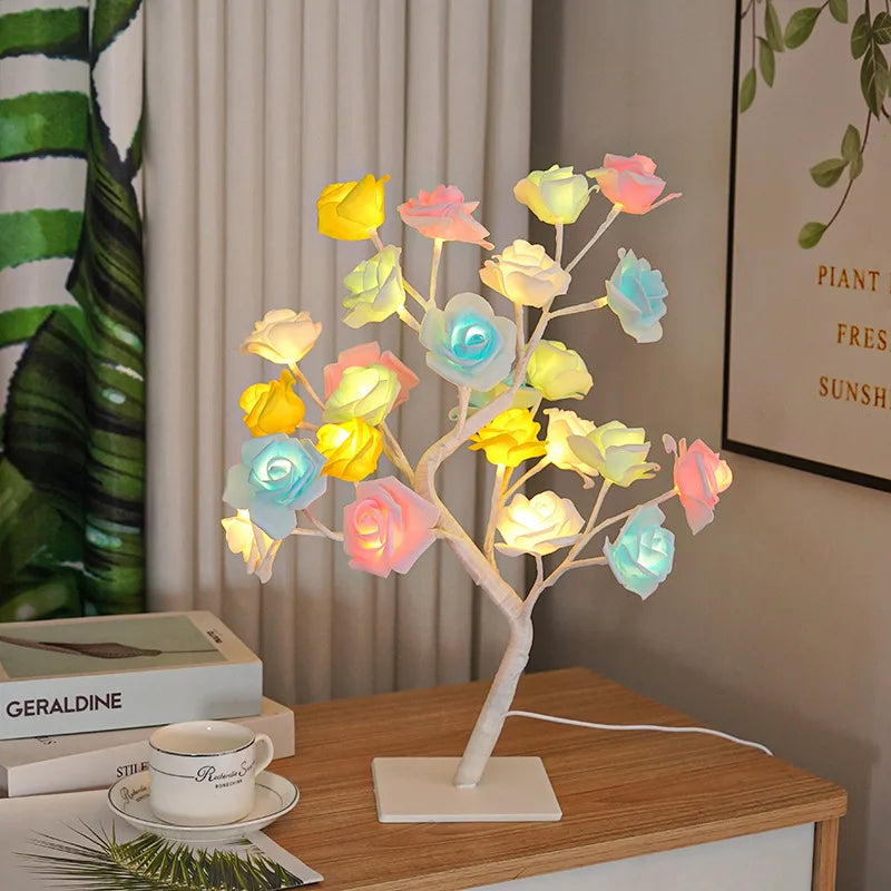 Modern rose LED lamp, USB powered for convenience. Creates a romantic and warm glow for any room.