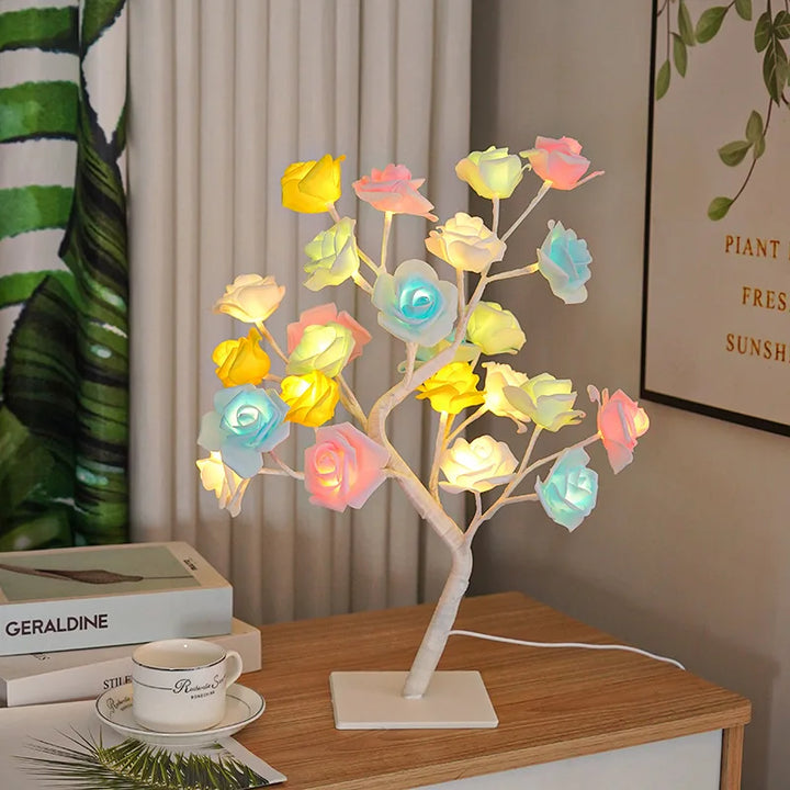Modern rose LED lamp, USB powered for convenience. Creates a romantic and warm glow for any room.