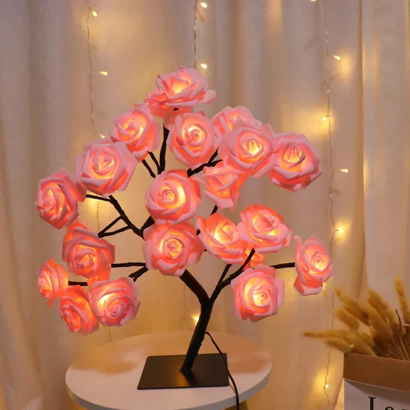 Romantic rose LED ambiance lamp, a stylish home accent and decorative light. USB night light for cozy spaces.