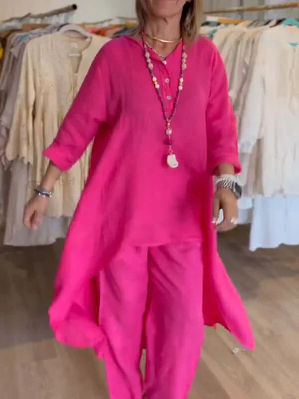 Elegant women's two-piece pant suit, suitable for summer fashion, resort wear, office casual, and stylish comfort.