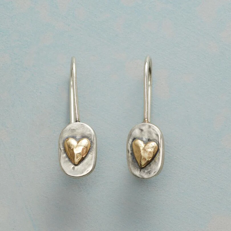 Elegant Women's Art Deco silver heart dangle earrings. Timeless fashion jewelry, perfect for special occasions or a gift.