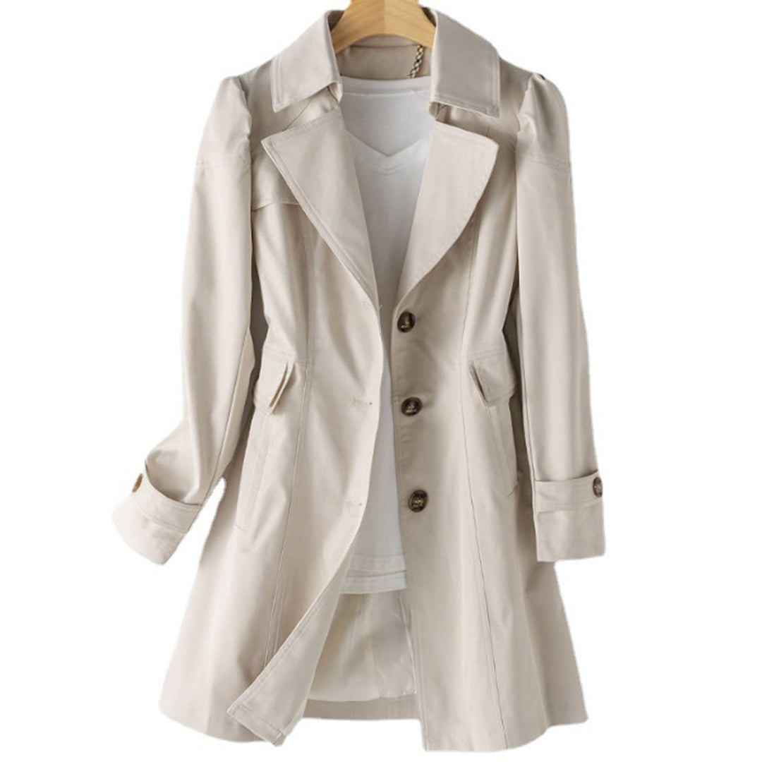 Stylish women's trench coat, double-breasted design, perfect classic spring jacket