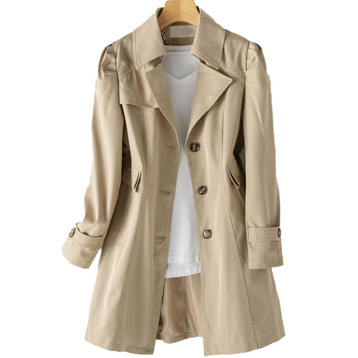 Tailored double-breasted trench coat for women, an elegant and classic outerwear piece