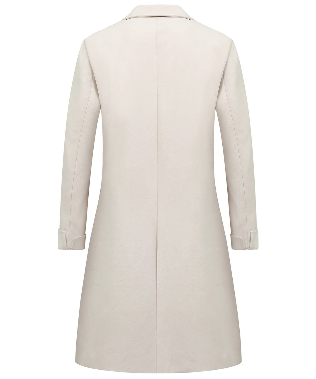 Women's classic white trench coat with a double-breasted design, ideal for an elegant fall look.