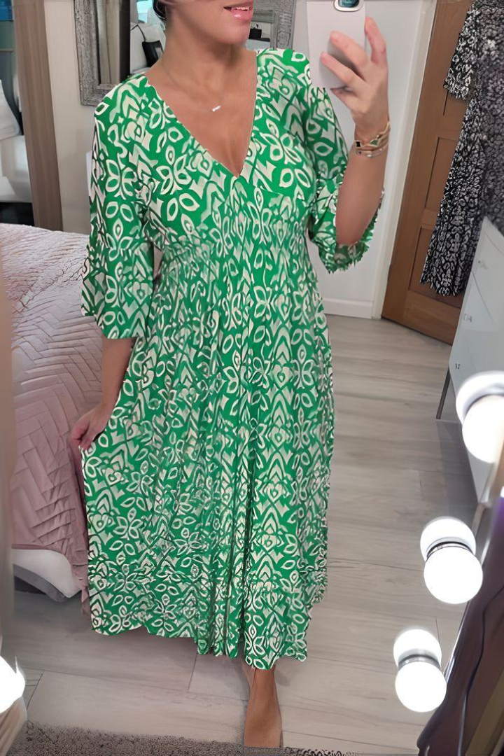 Chic women's wrap maxi dress, comfortable and versatile for summer events, casual outings, or elegant wear.