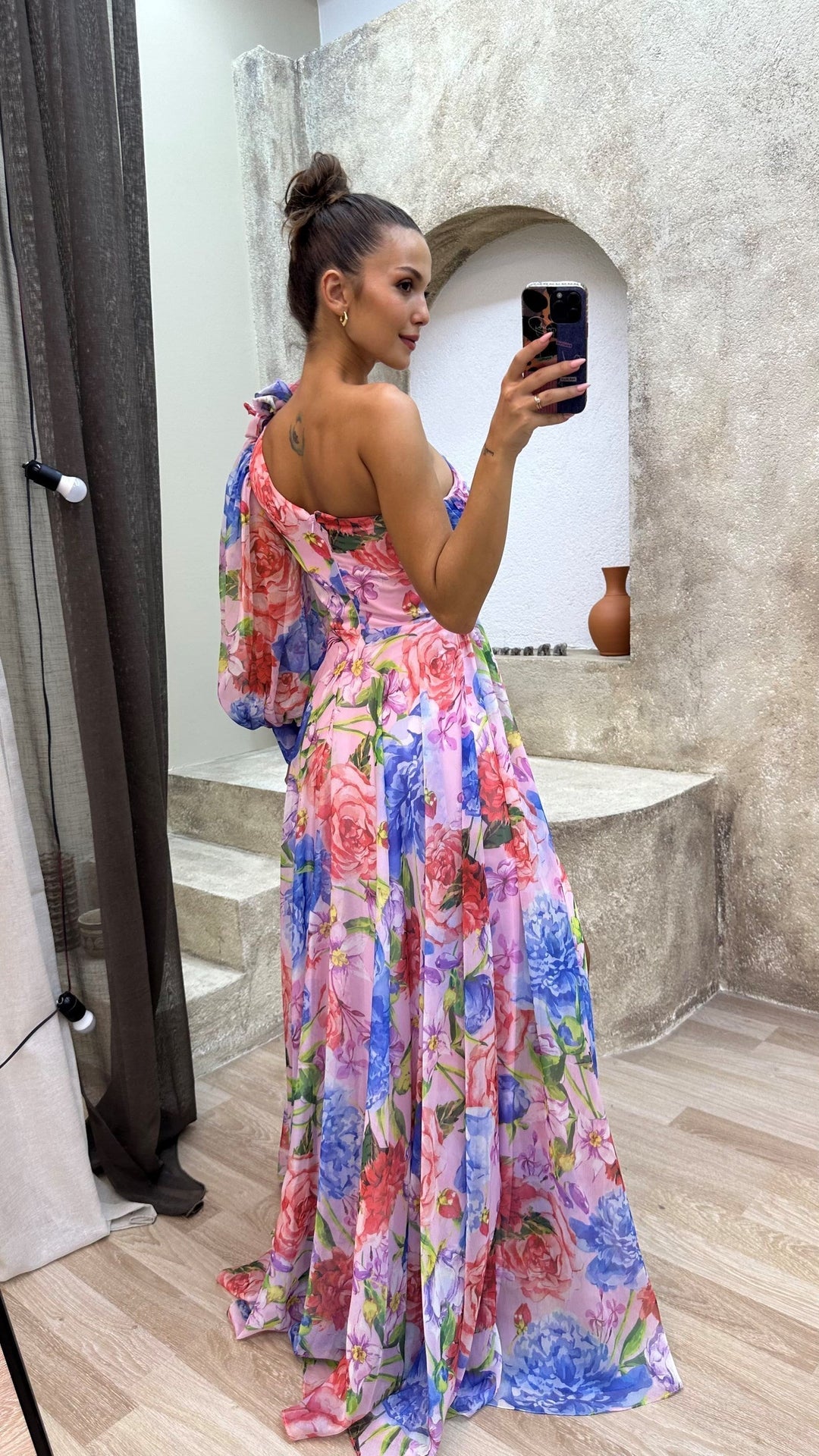 Women's long floral slit dress, a stylish and elegant summer fashion statement.