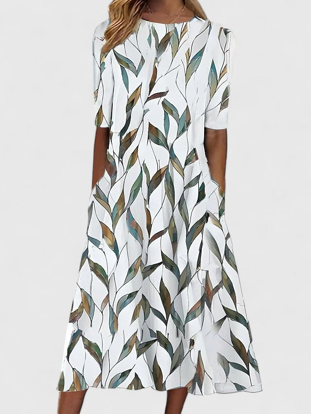 Chic women's summer floral midi dress. Sleeveless, flare skirt, and pockets combine style with casual comfort.