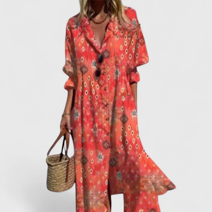 Versatile women's elegant boho maxi dress. Perfect for summer, vacation, or chic casual everyday wear.