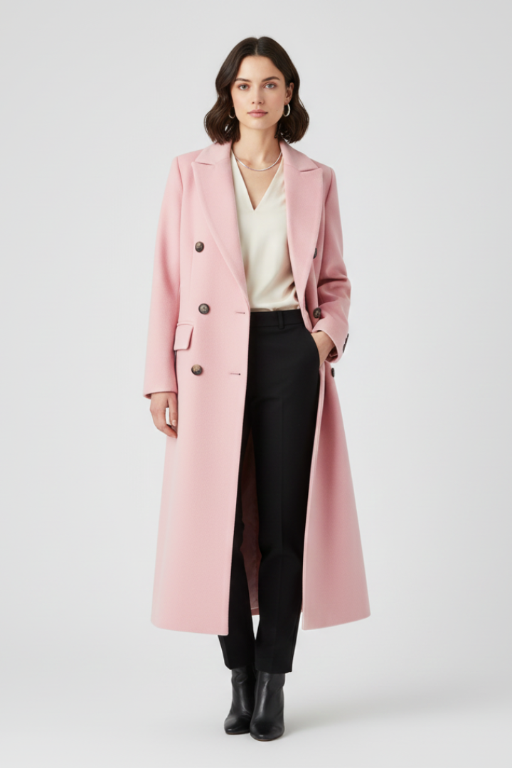 Chic long button coat for women, ideal winter outerwear for stylish looks.