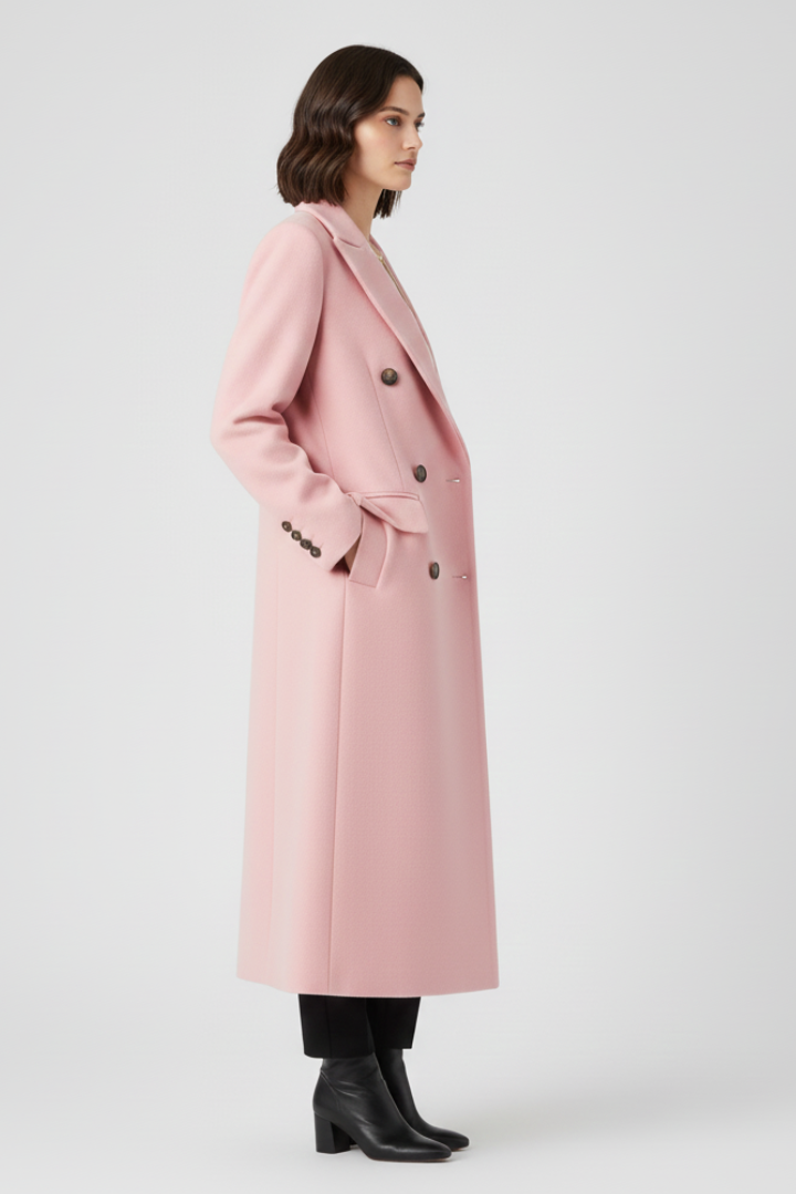 Stylish women's lapel coat, an elegant fall fashion statement and cozy outerwear.