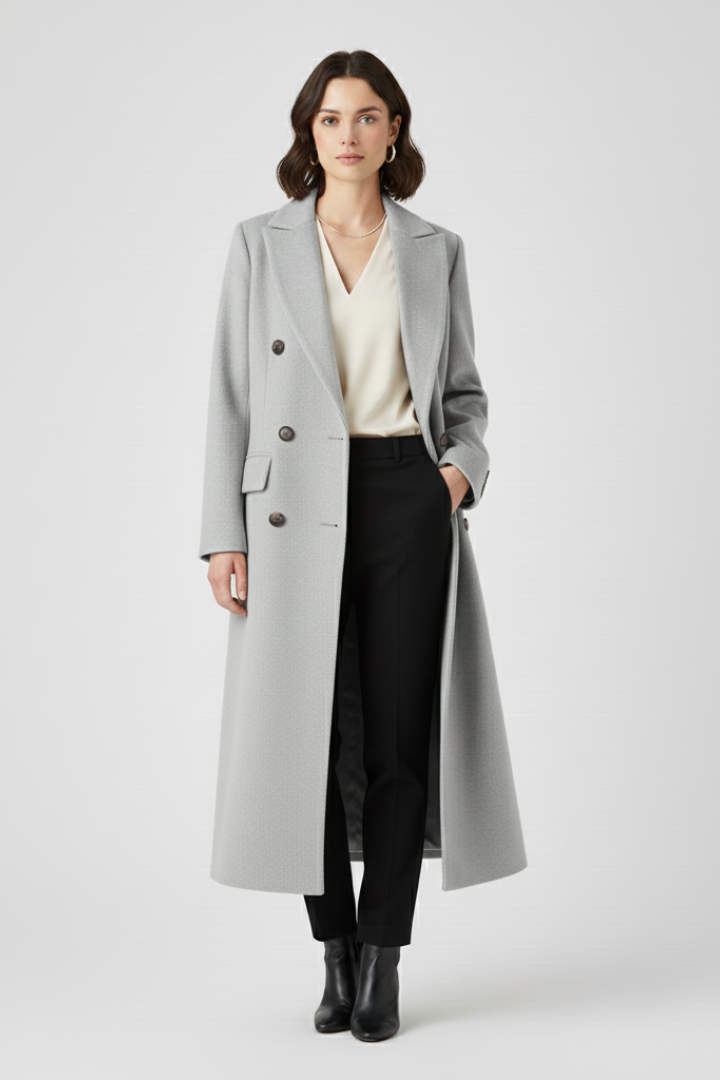 Classic women's fall/winter coat featuring lapels and buttons, offering effortless style.
