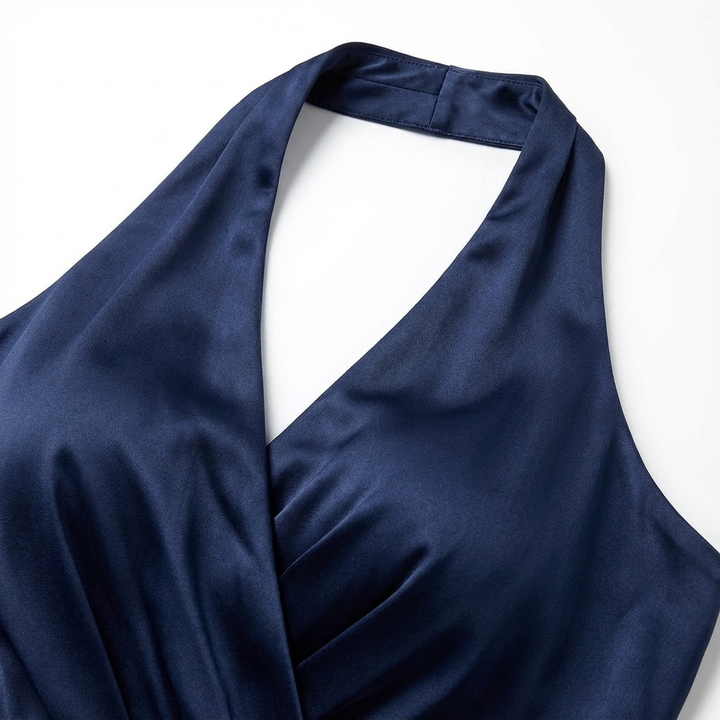 Classy women's maxi dress, an elegant formal gown with a tie-waist, ideal for sophisticated events.