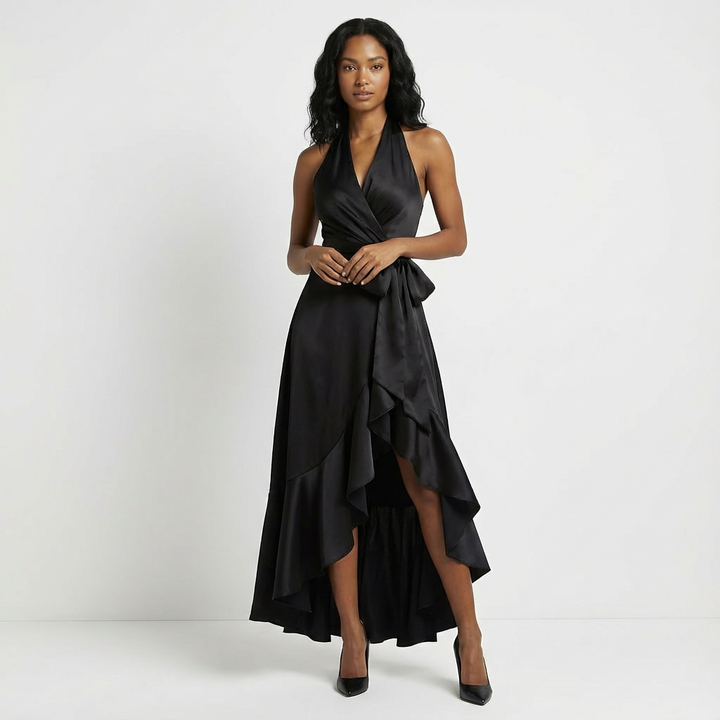 Women's tie-waist maxi dress for wedding guests. Stylish, elegant, and perfect for evening events.
