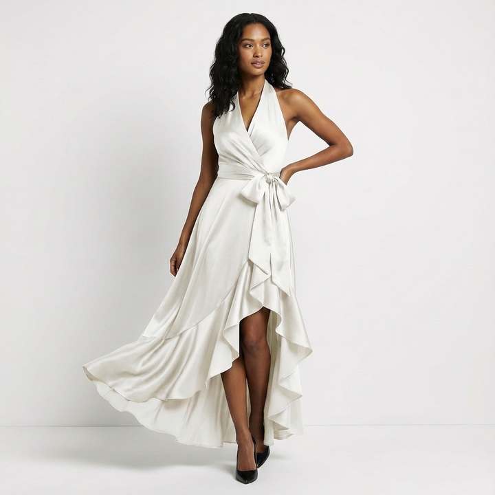 Elegant long formal party dress for women, ideal for weddings, galas, or special evening occasions.